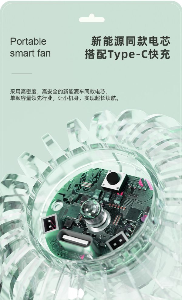 新款迷你透明口袋风扇便携静音usb充电礼品水晶手持小风扇批发 - 图片 5